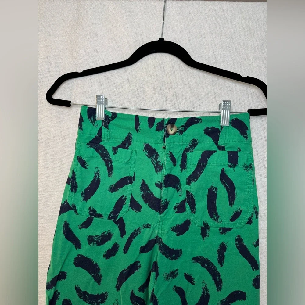 Maeve by Anthropologie-The Collette Green and Navy Artistic Pants - Picture 3 of 7